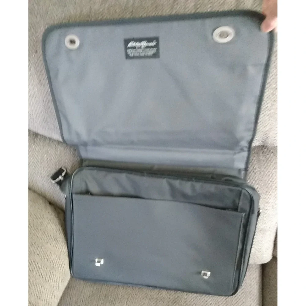 Eddie Bauer Messenger Laptop Bag Travel Carry-on Luggage Gray Briefcase READ